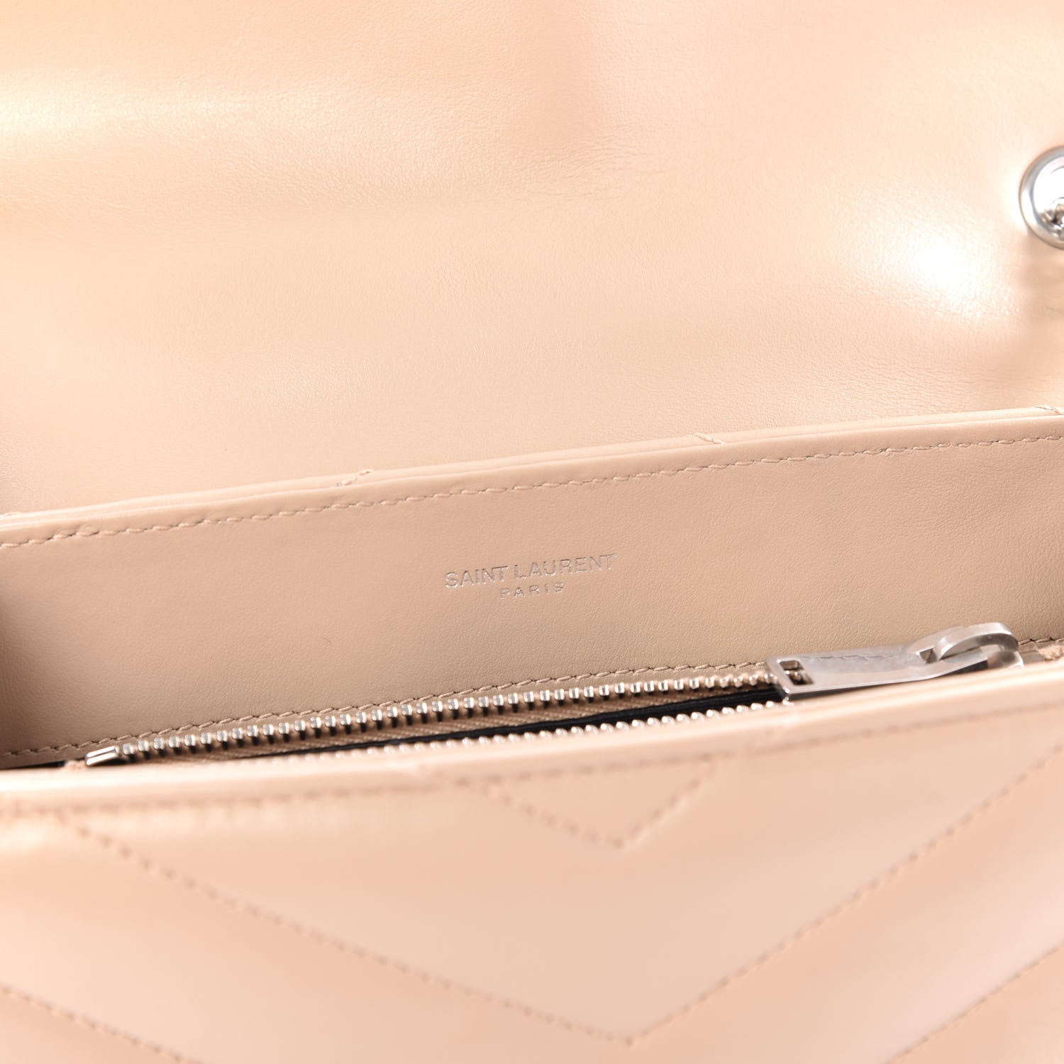 Saint Laurent Calfskin Y Quilted Monogram Small Loulou Chain Satchel Nude Powder 9 of 11