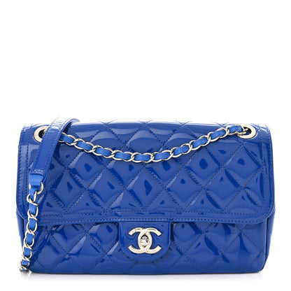 Chanel Patent Quilted Large Coco Shine Flap Blue 1 of 11