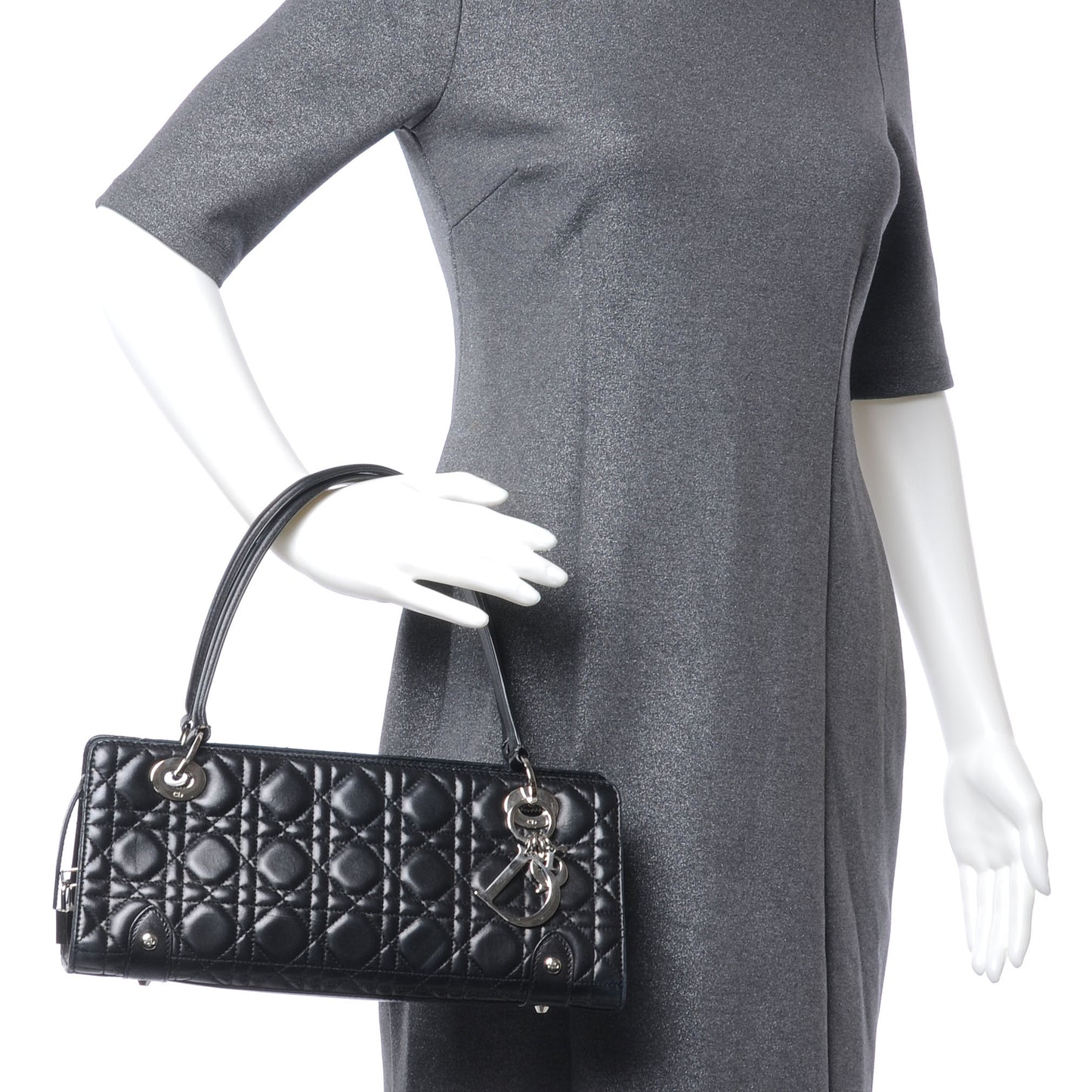 Calfskin Cannage Soft Lady Dior East West Black