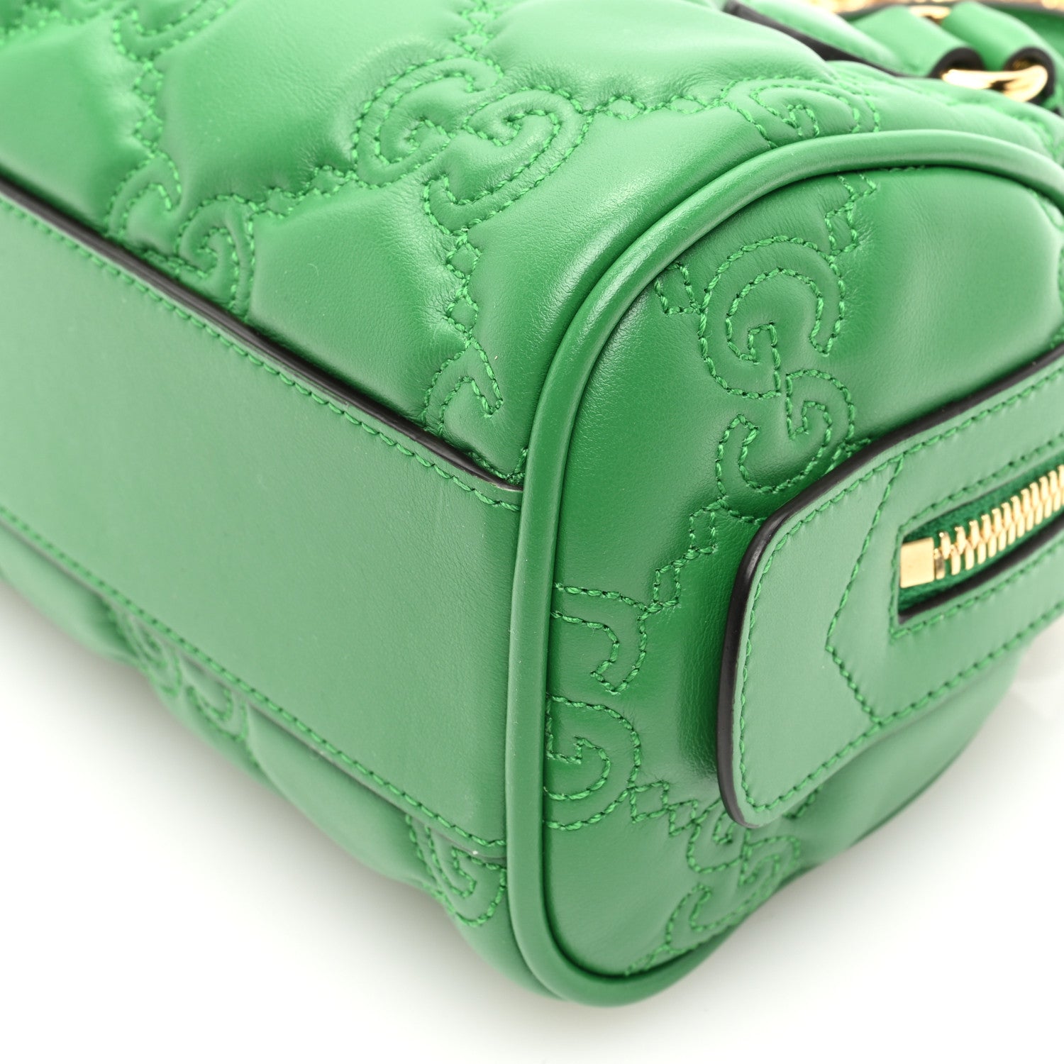 Gucci Calfskin GG Matelasse Mini Bowler Bag Spring Green Natural 9 of 9