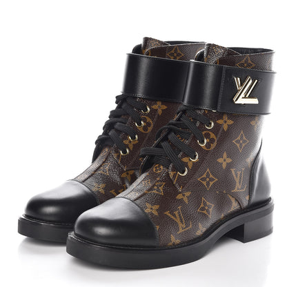Louis Vuitton Calfskin Monogram Wonderland Flat Ranger Boots 39 Black 3 of 9