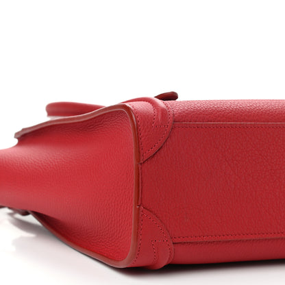 Celine Drummed Calfskin Nano Luggage Red 7 of 9