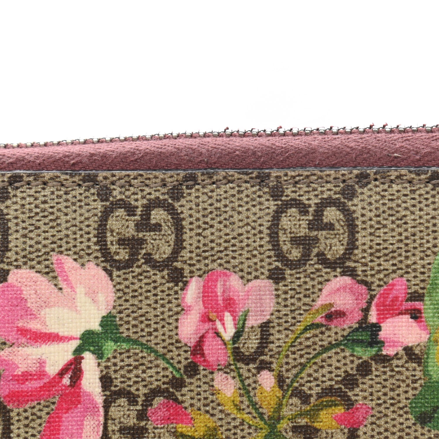 Gucci GG Supreme Monogram Blooms Zip Around Wallet Beige Multicolor Dry Rose 9 of 12