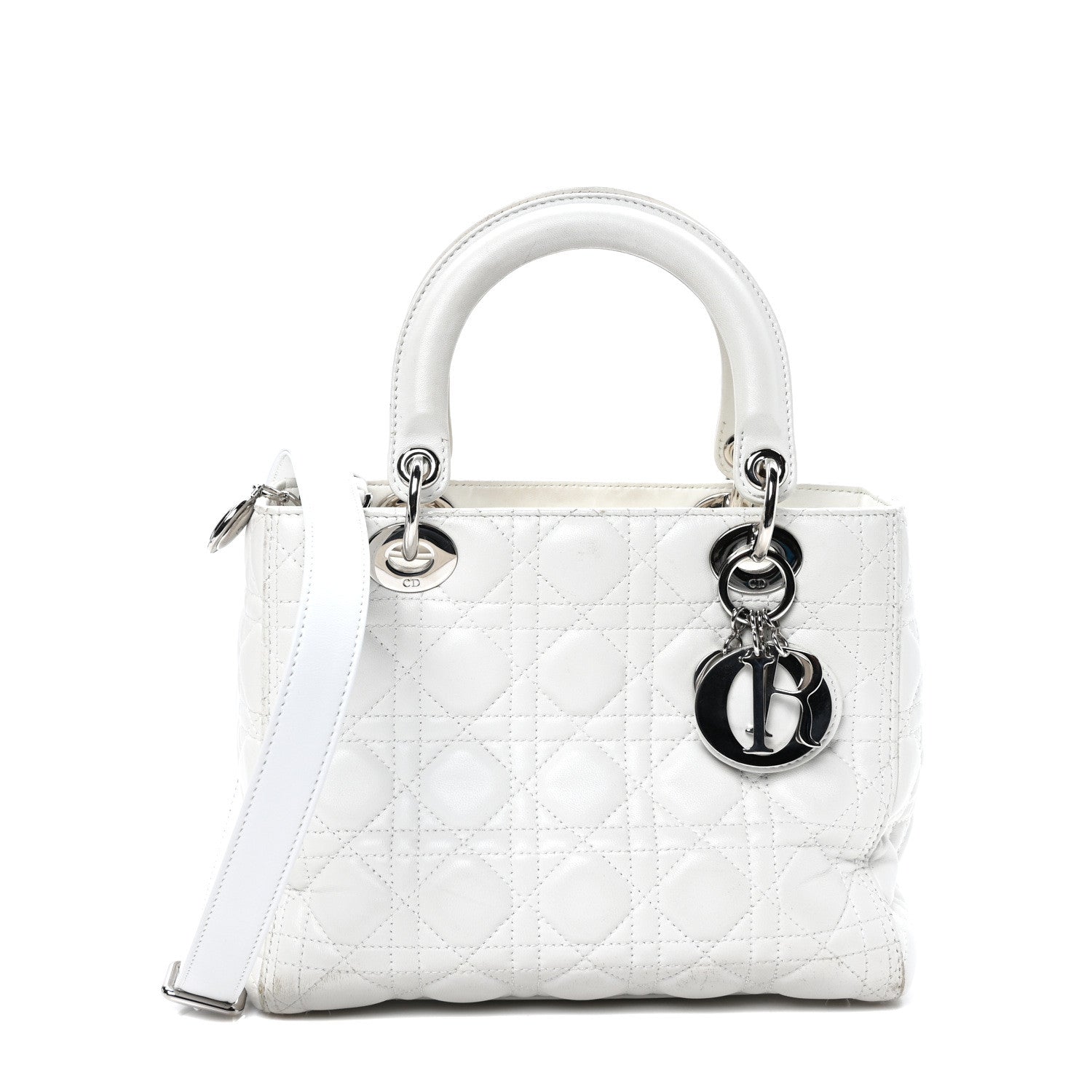 Christian Dior Lambskin Cannage Medium Lady Dior White 1 of 12