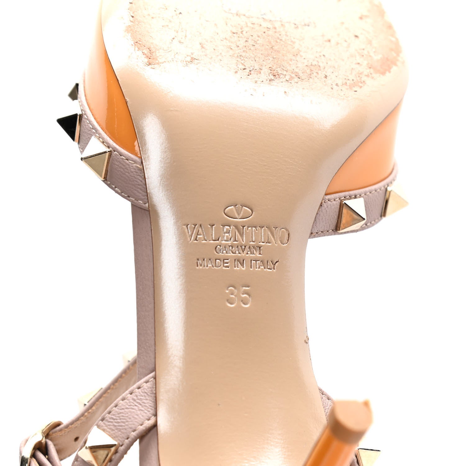 Valentino Garavani Patent Nappa Rockstud Ankle Strap 65mm Pumps 35 Mandarin Sorbet Poudre 8 of 10