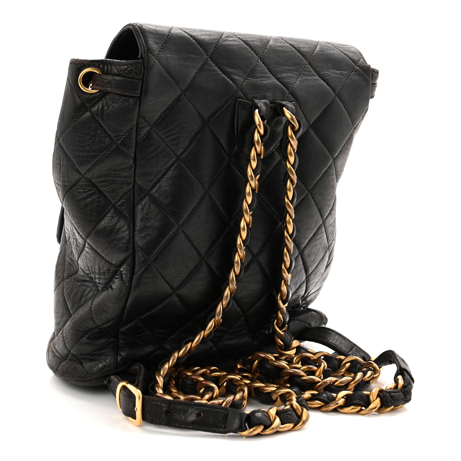 Chanel Lambskin Quilted Drawstring Backpack Black 1824381 – FASHIONPHILE
