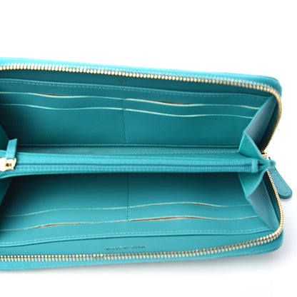Chanel Lambskin Quilted Large Gusset Zip Around Wallet Turquoise 4 of 7