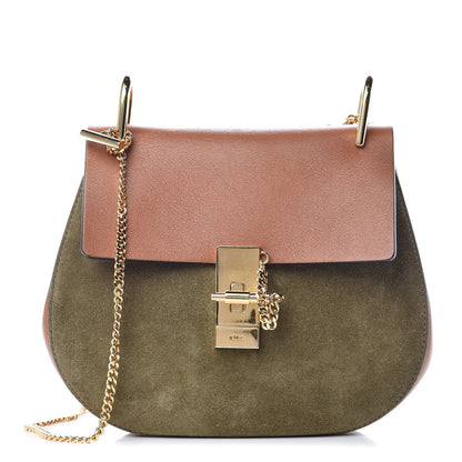 Chloe Suede Smooth Calfskin Drew Shoulder Bag Caramel 1 of 9