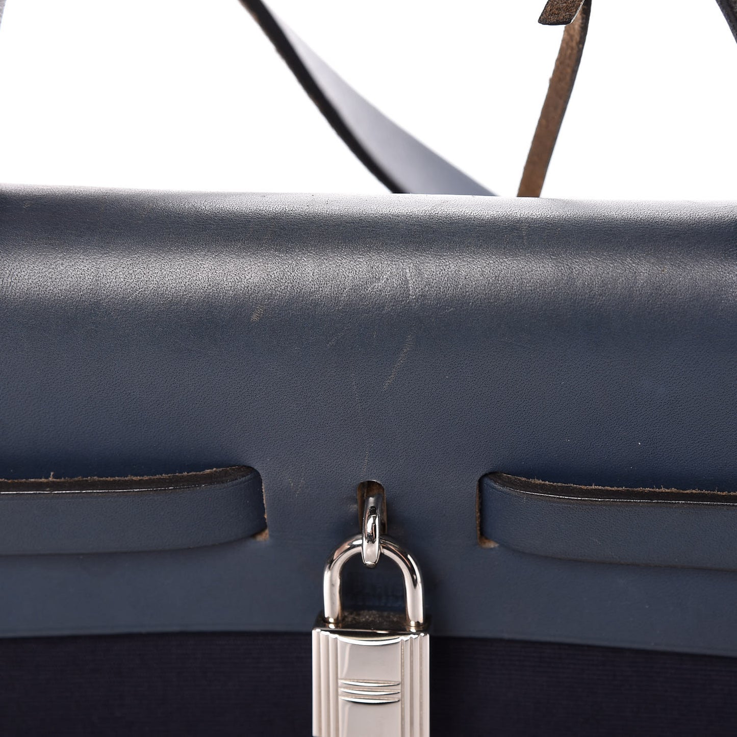 Toile Vache Calfskin Herbag 30 PM Navy Bleu Natural