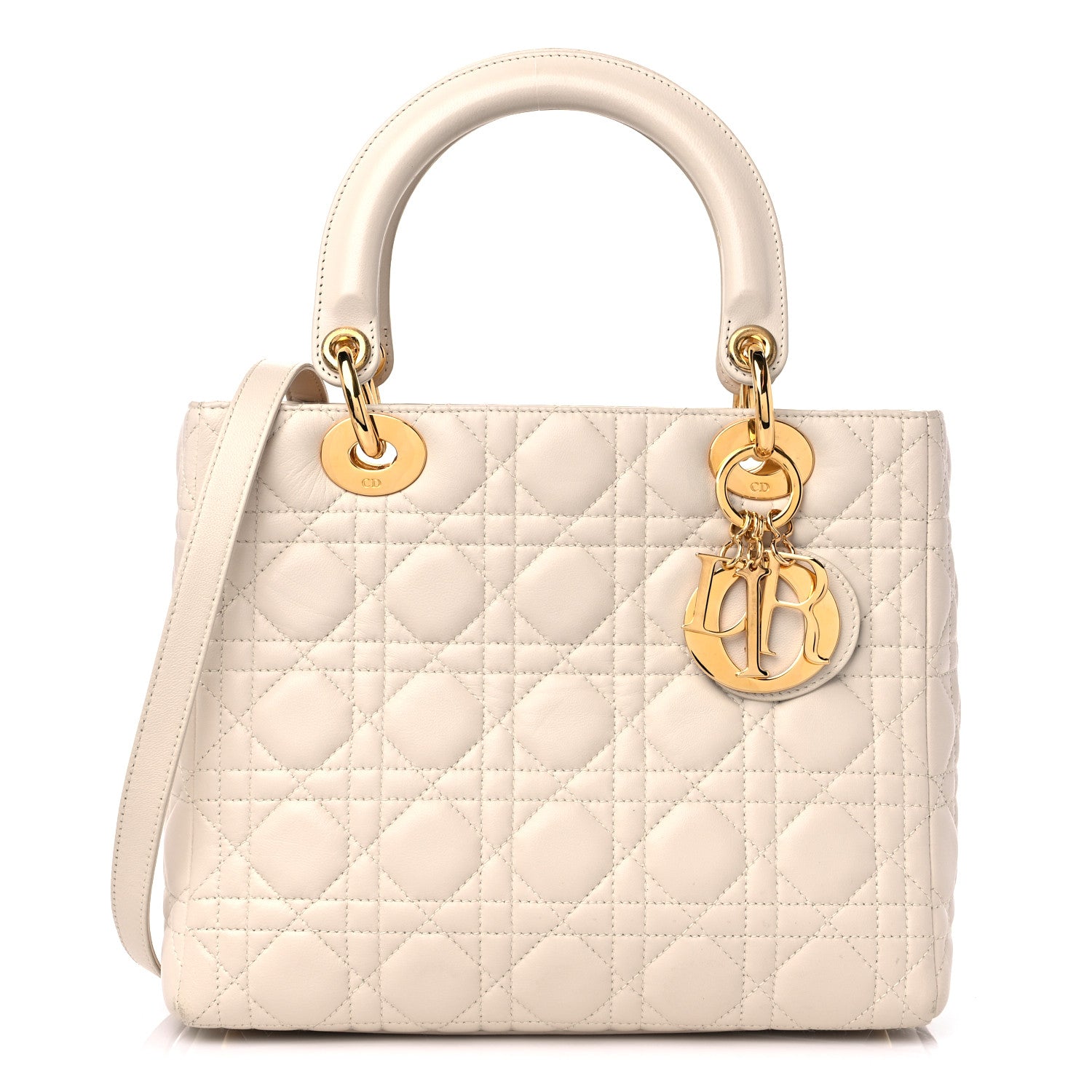 Christian Dior Lambskin Cannage Medium Lady Dior Light Beige 1 of 14