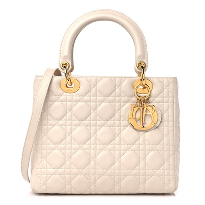 Christian Dior Lambskin Cannage Medium Lady Dior Light Beige 1 of 14