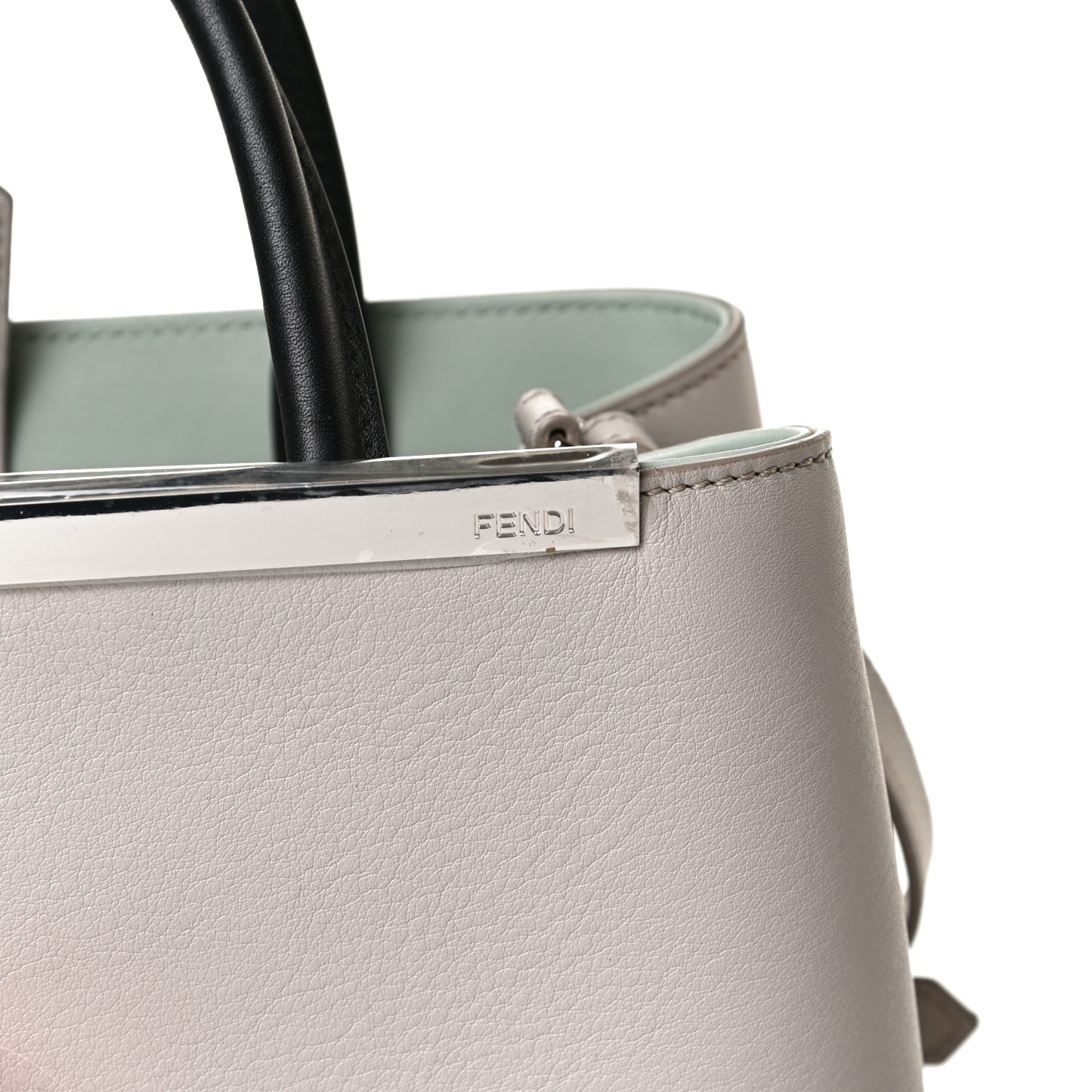Vitello Dolce Fox Goat Bi-Color Sad Eyes Mirror Charm Petite 2Jours Tote Grigio Polvere Black