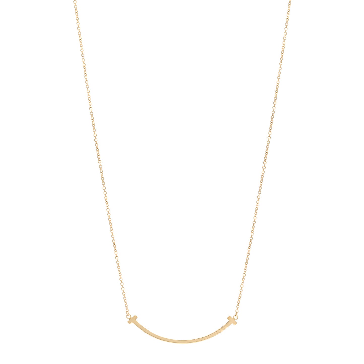 18K Yellow Gold Small T Smile Pendant Necklace