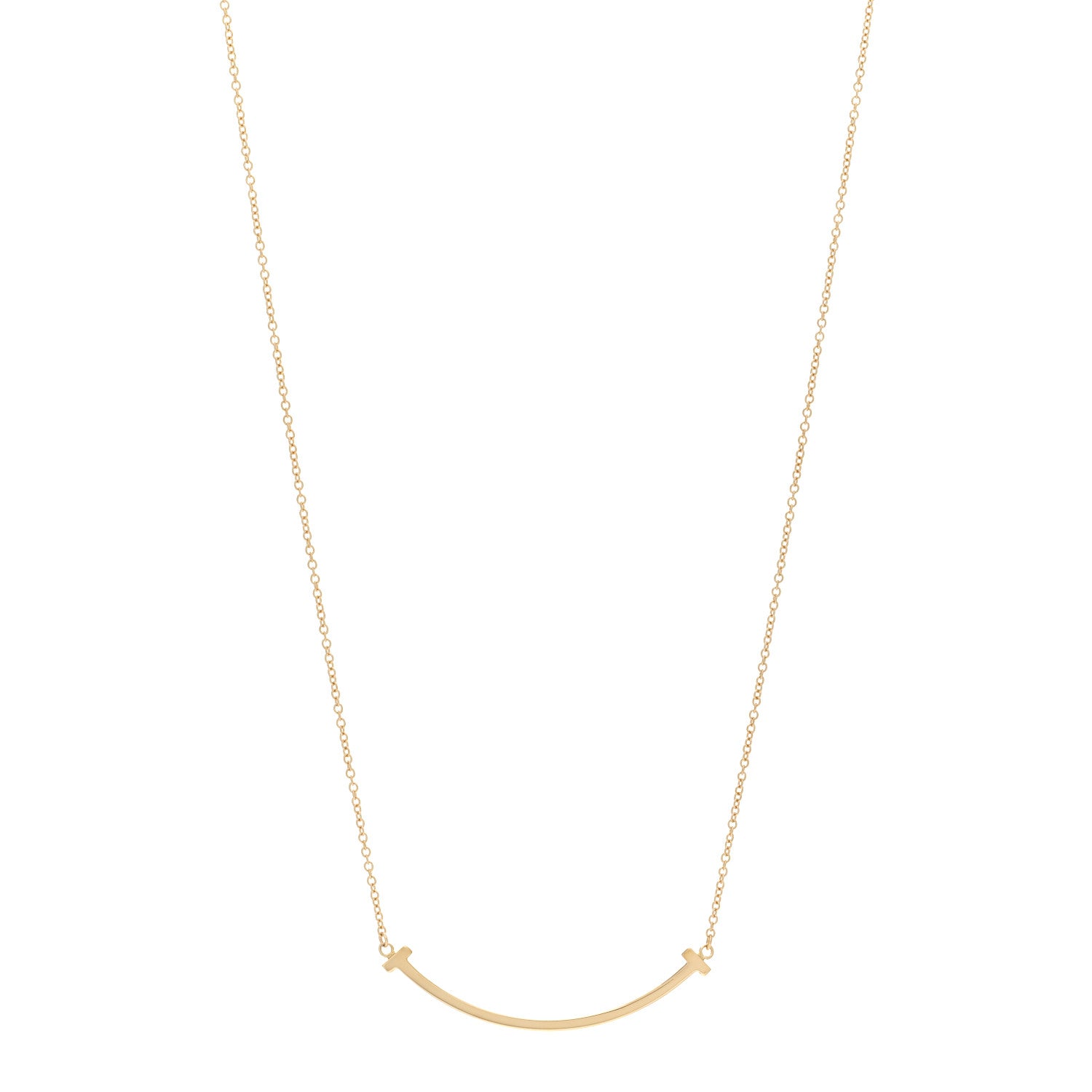Tiffany 18K Yellow Gold Small T Smile Pendant Necklace 1 of 5