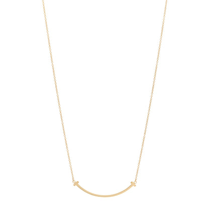 Tiffany 18K Yellow Gold Small T Smile Pendant Necklace 1 of 5