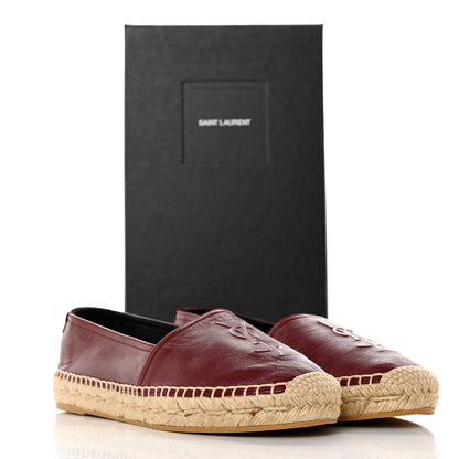 Saint Laurent Lambskin Monogram Espadrilles 36.5 Maroon 10 of 10