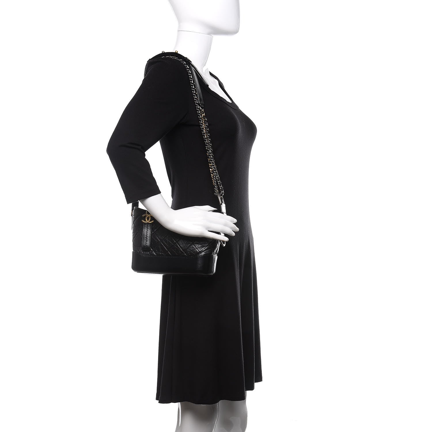 Chanel Aged Calfskin Quilted Small Gabrielle Hobo Black 2 of 11
