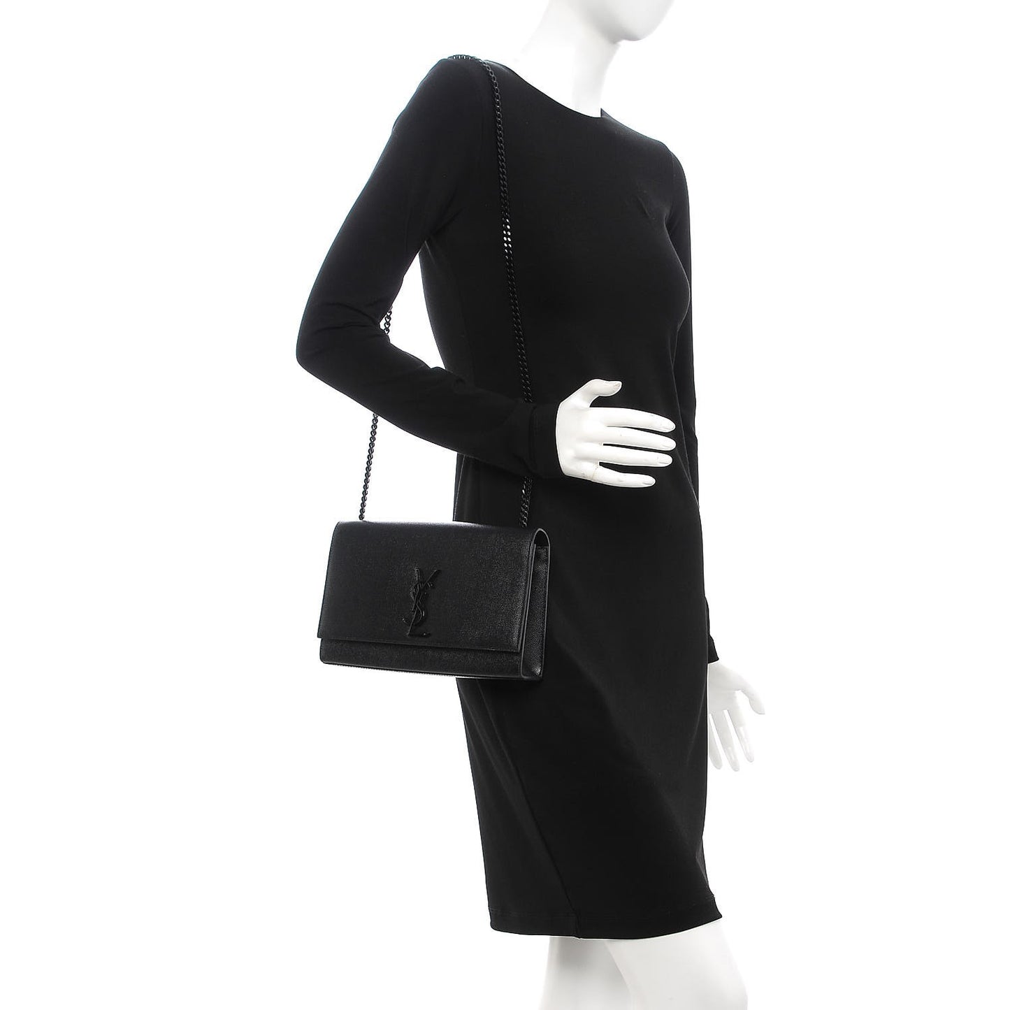 Grain De Poudre Medium Classic Monogram Kate Satchel Black