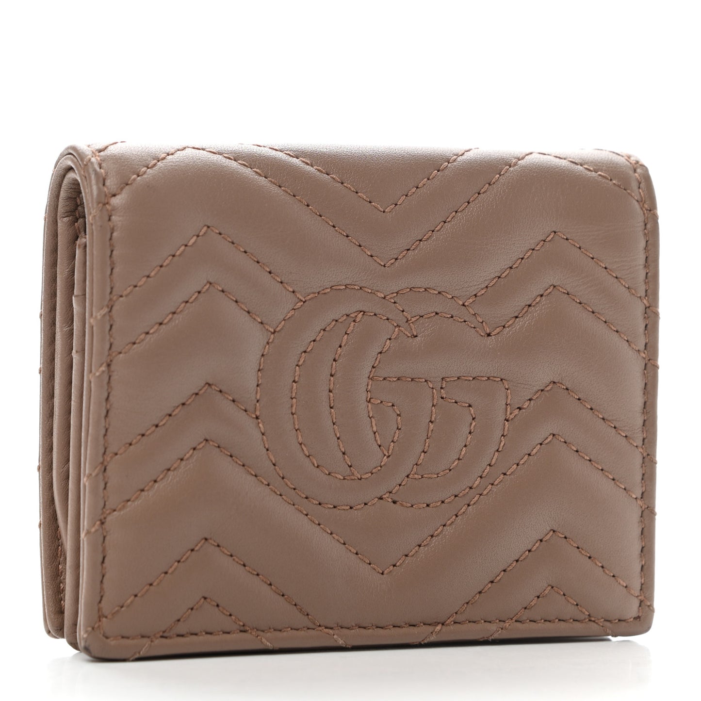 Calfskin Matelasse GG Marmont Card Case Porcelain Rose