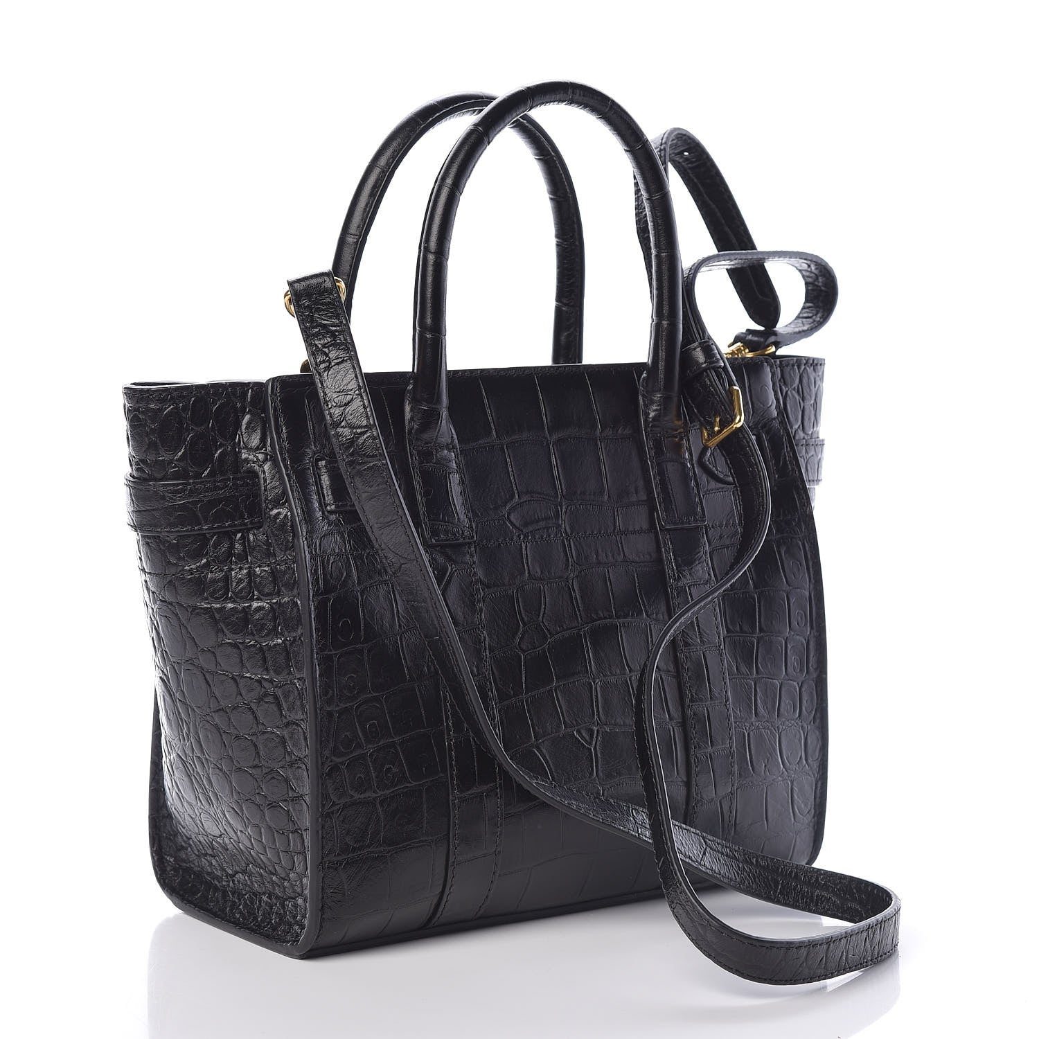 Mulberry Crocodile Embossed Mini Zipped Bayswater Black 3 of 10