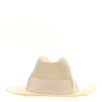 Gucci Raffia Bamboo GG Fedora Hat M White 6 of 9