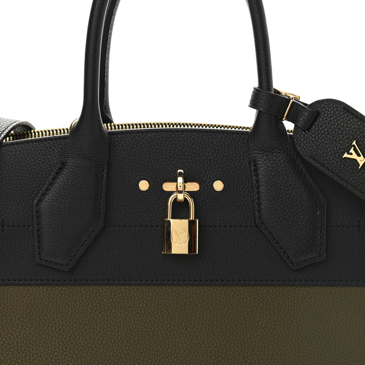 Louis Vuitton Taurillon City Steamer MM Kaki Black 7 of 9