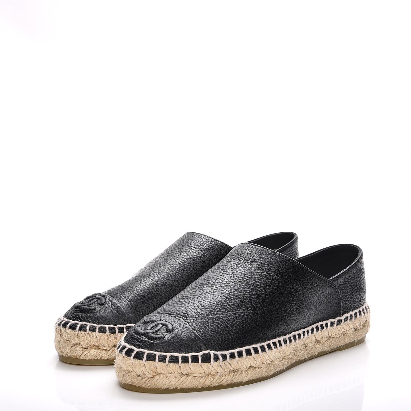 Grained Calfskin CC Espadrilles 35 Black