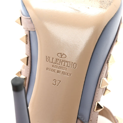 Valentino Garavani Calfskin Nappa Rockstud Ankle Strap 100mm Pumps 37 Grey Blue Poudre 7 of 10