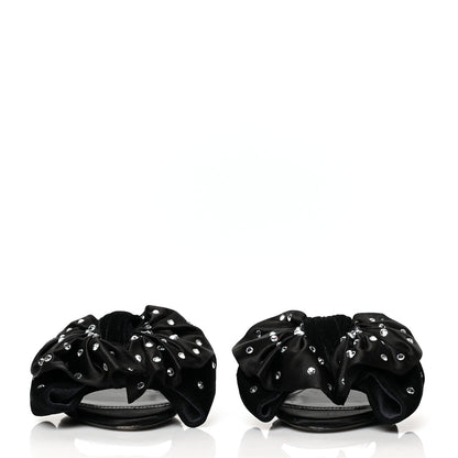 Balenciaga Velvet Crystal Square Knife Bow Mule Sandals 35 Black 2 of 8