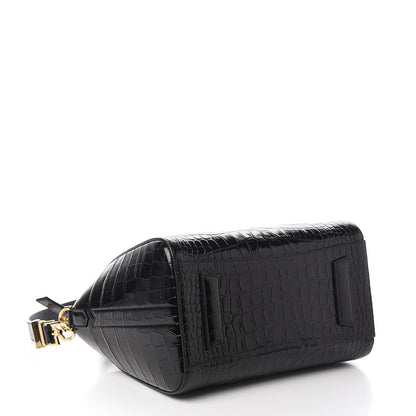 Givenchy Calfskin Crocodile Embossed Small Antigona Black 3 of 9