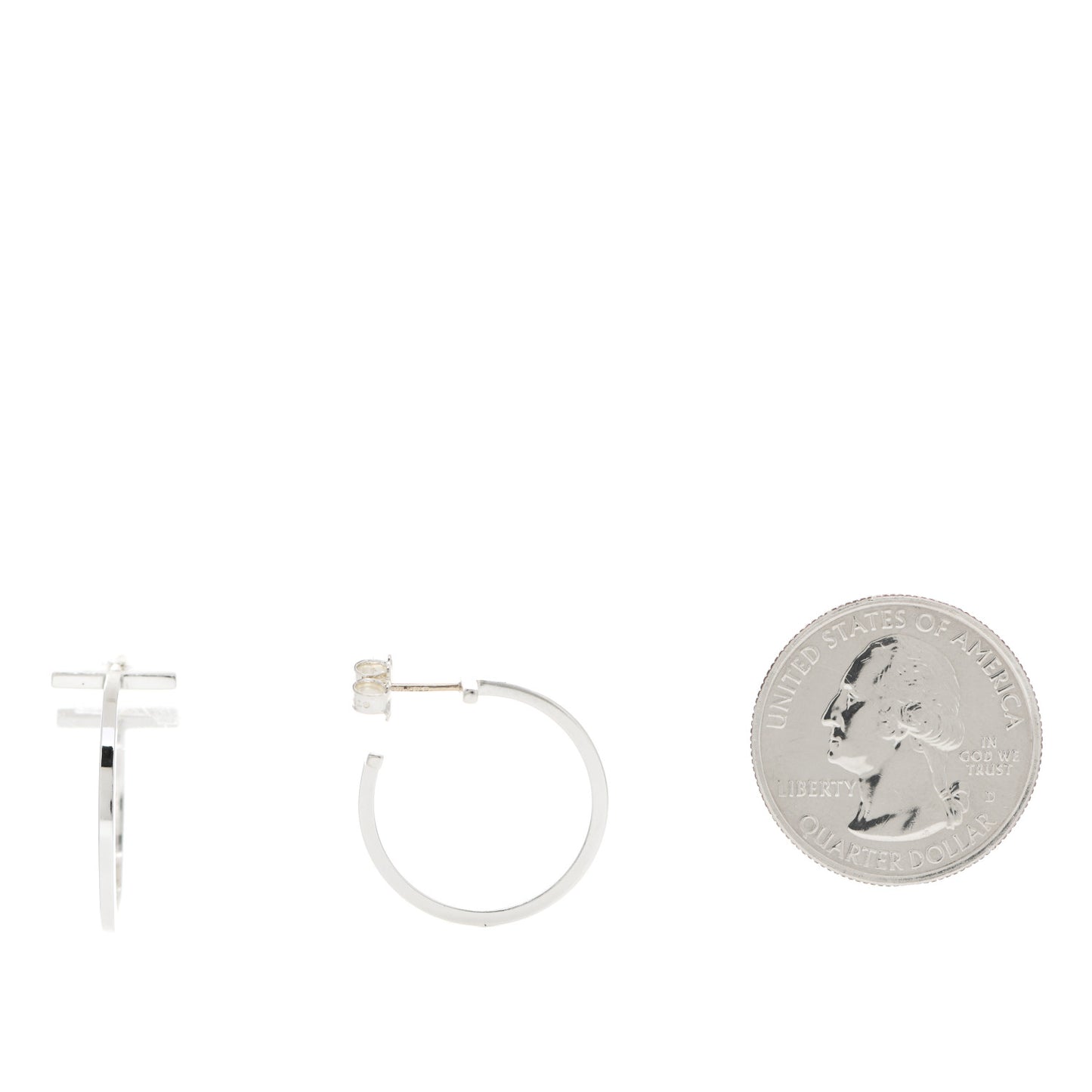Sterling Silver Small T Wire Hoop Earrings