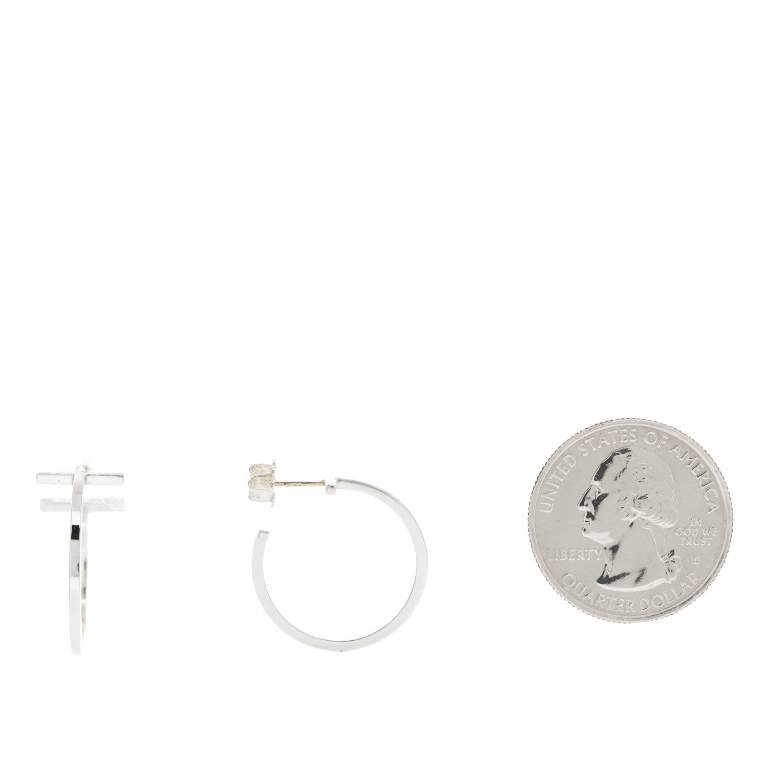 Tiffany Sterling Silver Small T Wire Hoop Earrings 2 of 4