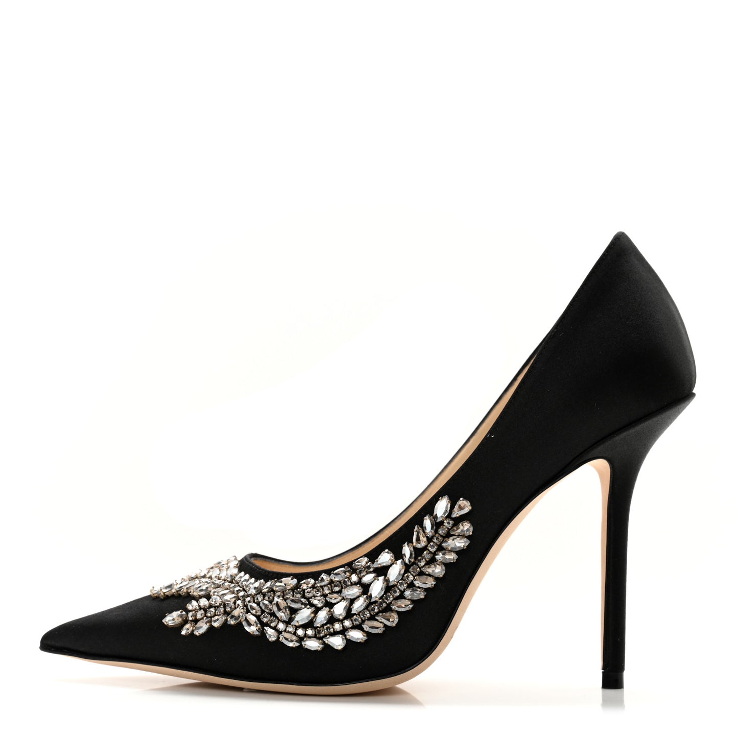 Satin Crystal Embellished Love 85mm Pumps 39 Black