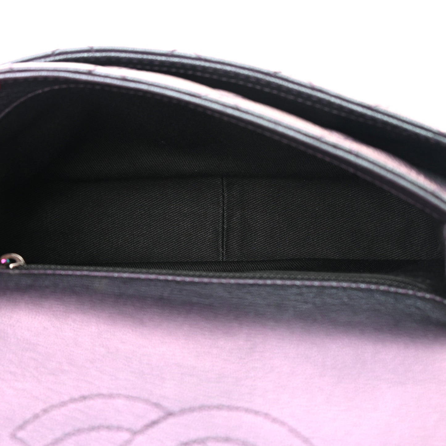 Iridescent Goatskin Quilted Small Double Carry Waist Chain Flap Purple