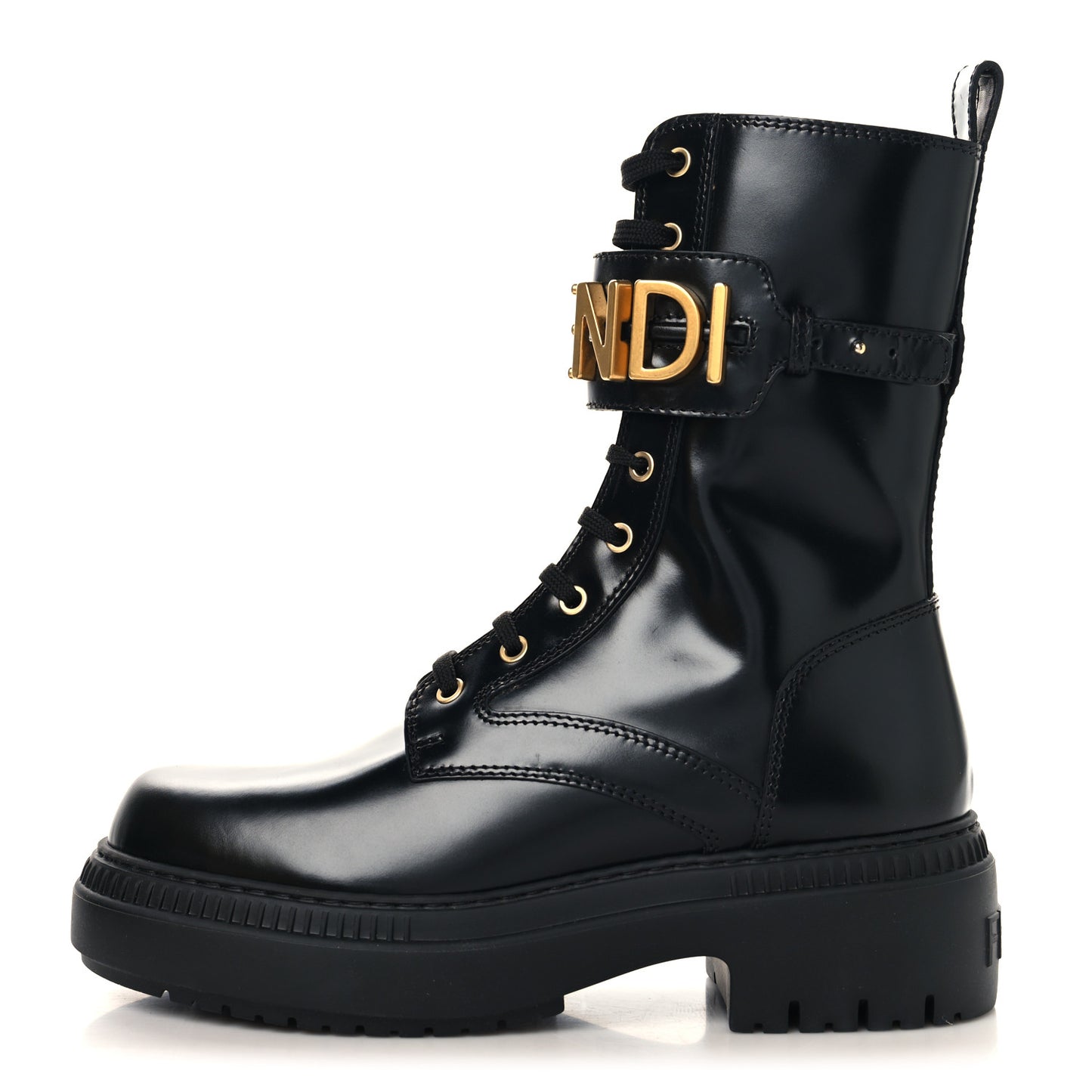 Vitello Abrasivato Fendigraphy 50mm Biker Boots 40 Black