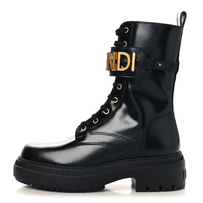 Fendi Vitello Abrasivato Fendigraphy 50mm Biker Boots 40 Black 1 of 8