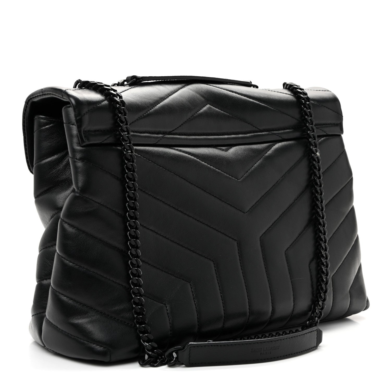 Saint Laurent Calfskin Y Quilted Monogram Monochrome Medium Loulou Chain Satchel Black 3 of 12