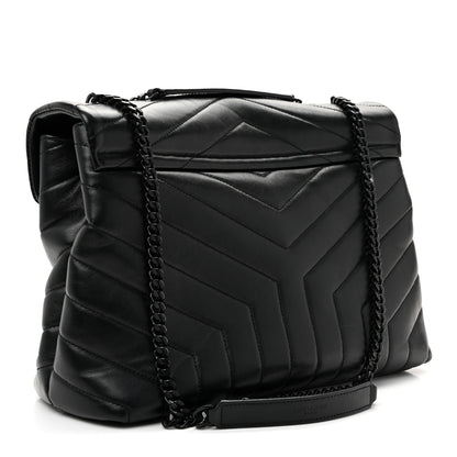 Saint Laurent Calfskin Y Quilted Monogram Monochrome Medium Loulou Chain Satchel Black 3 of 12