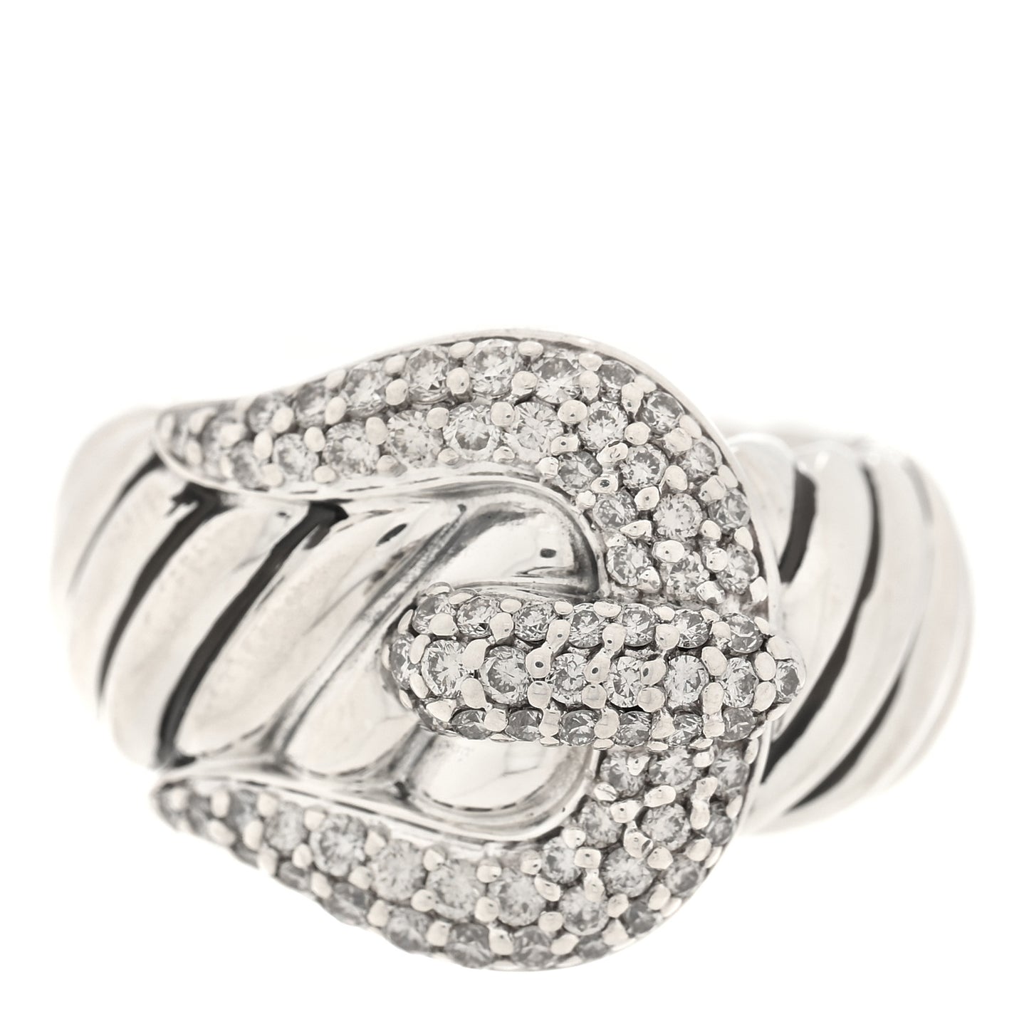 Sterling Silver Diamond Buckle Cable Ring 52 6
