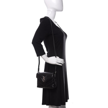 Saint Laurent Calfskin Y Quilted Monogram Toy Loulou Crossbody Bag Black 2 of 10