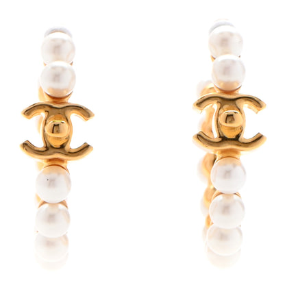 Chanel Pearl CC More Is More Small Hoop Earrings Gold 1 of 6