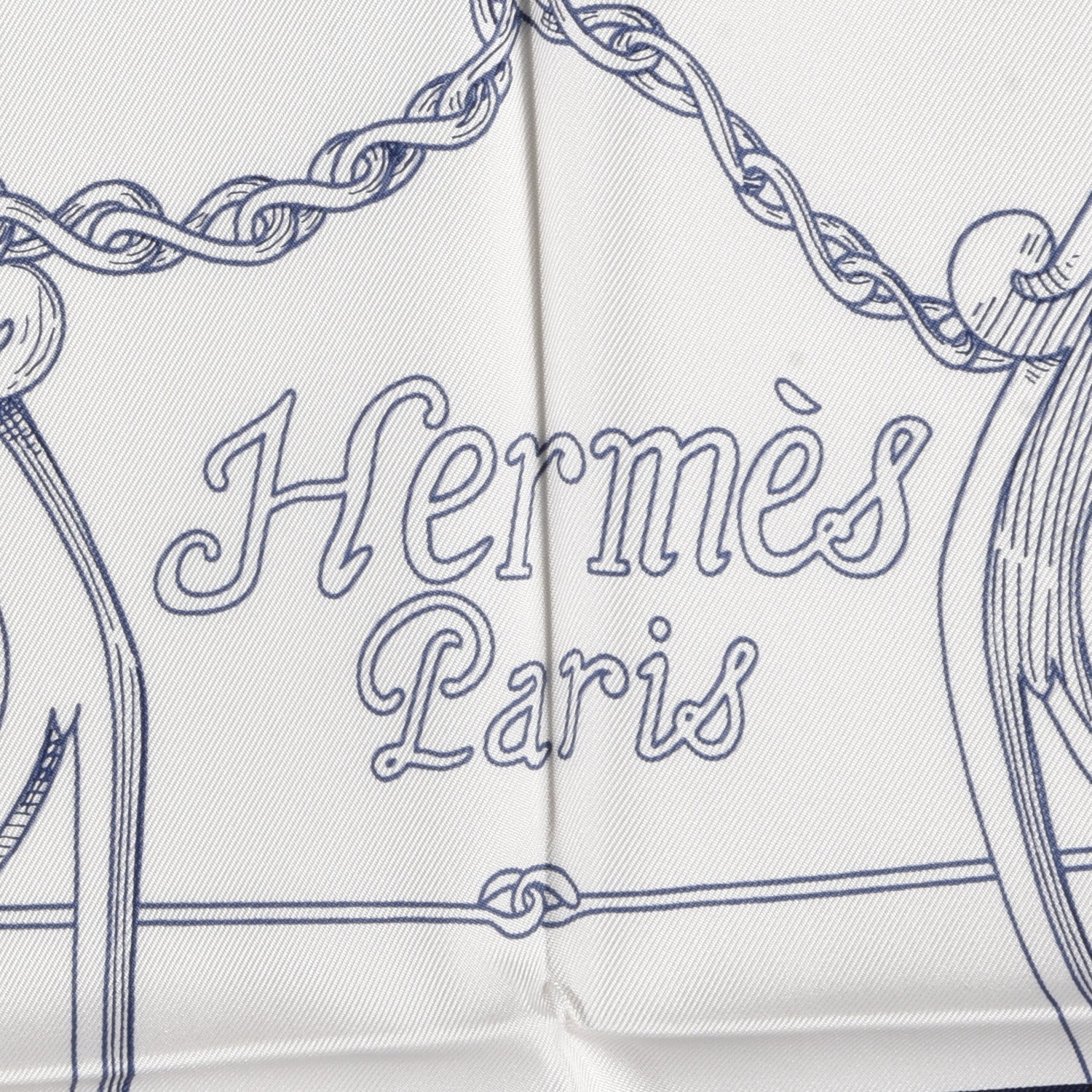 Hermes Silk L Instruction Du Roy Scarf 90 Marine White Or 2 of 5