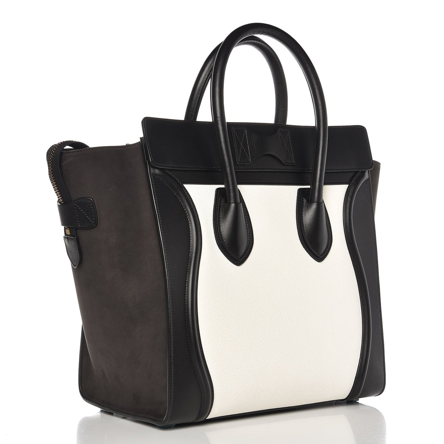 Baby Grained Calfskin Tri-color Mini Luggage White Liquorice