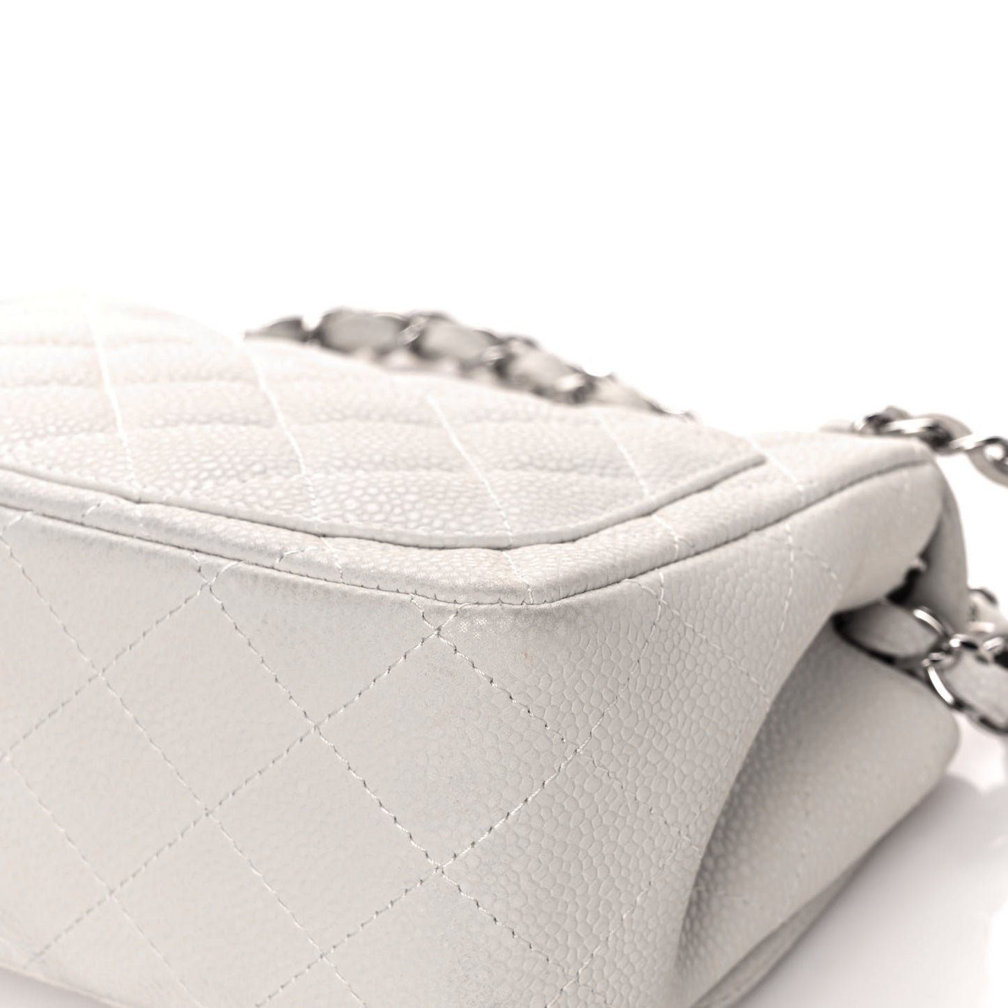 Caviar Quilted Mini Square Flap White