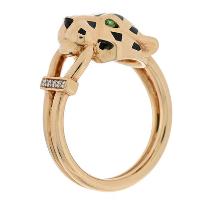 Cartier 18K Yellow Gold Diamond Tsavorite Garnet Black Onyx Panthere de Cartier Ring 54 7 1 of 6