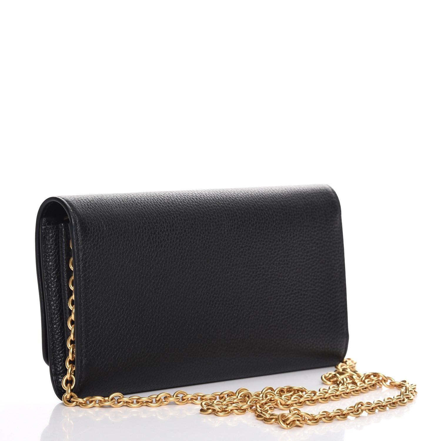 Mulberry Small Classic Grain Calfskin Continental Clutch Chain Wallet Black 3 of 7