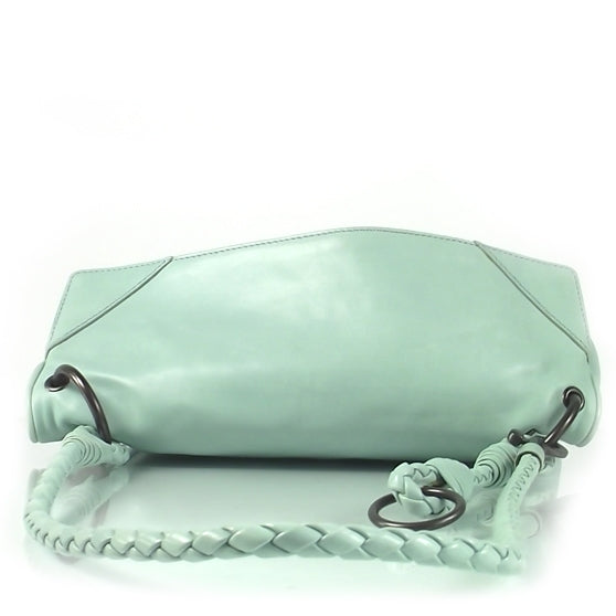 Leather Fold Over Clutch Bag Seafoam
