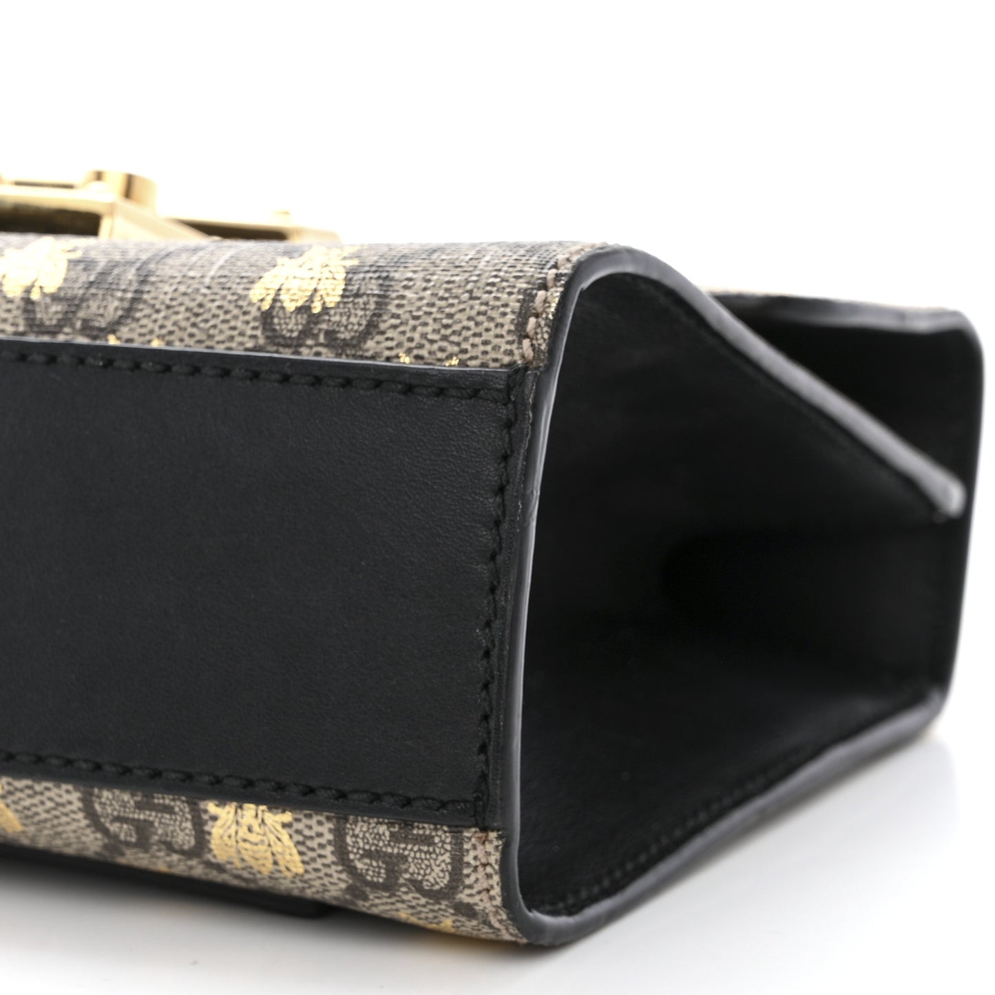 GG Supreme Monogram Bees Small Padlock Shoulder Bag Black
