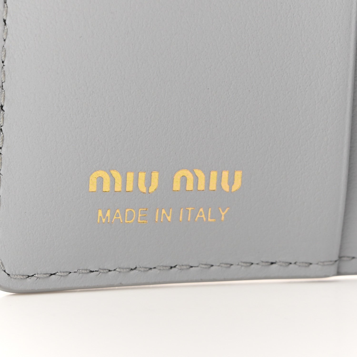 Miu Miu MIU MIU Calfskin Logo Embossed Bi-Fold Compact Wallet Fiordaliso 6 of 8