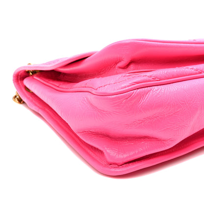 Saint Laurent Crinkled Calfskin Matelasse Monogram Medium Niki Chain Satchel  Rose Glow 8 of 9